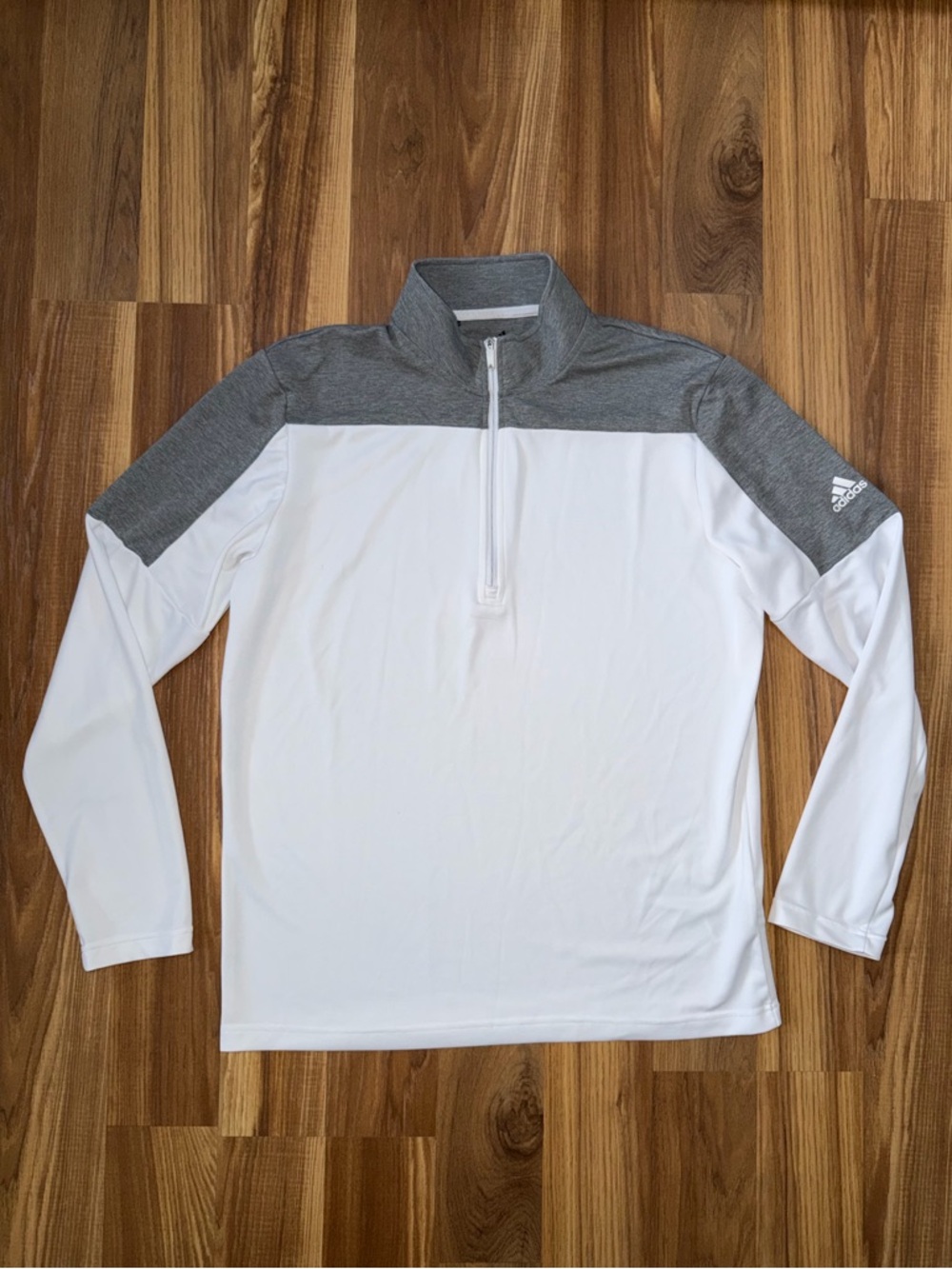 Adidas Men's White/Grey Three Melange Lightweight Quarter Zip Pullover